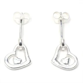 Hanging Open Heart Stud Earrings