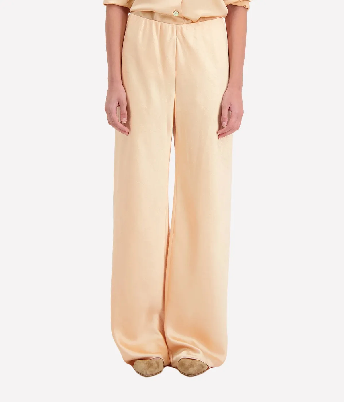 High Waist Satin Bias Pant in Cantaloupe