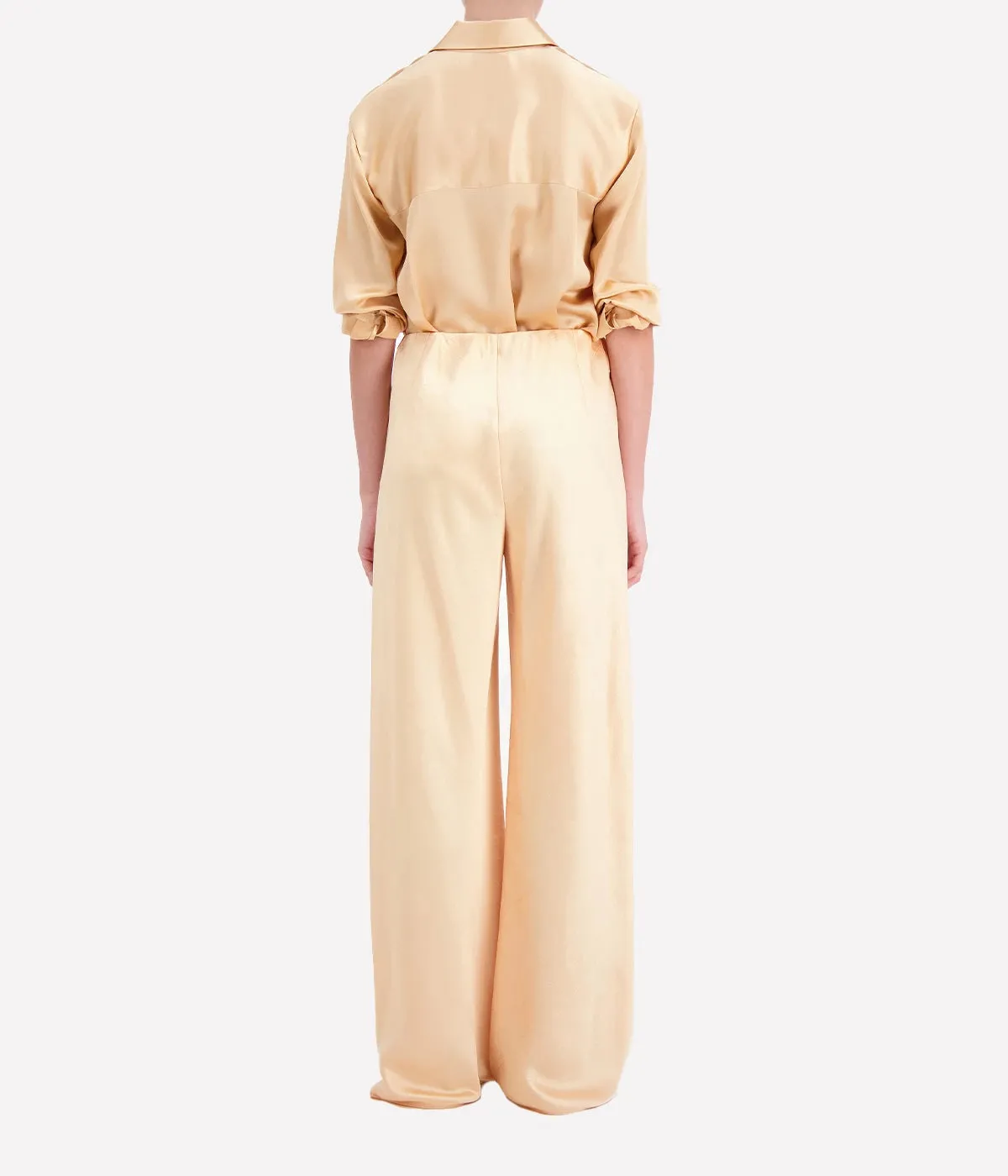 High Waist Satin Bias Pant in Cantaloupe