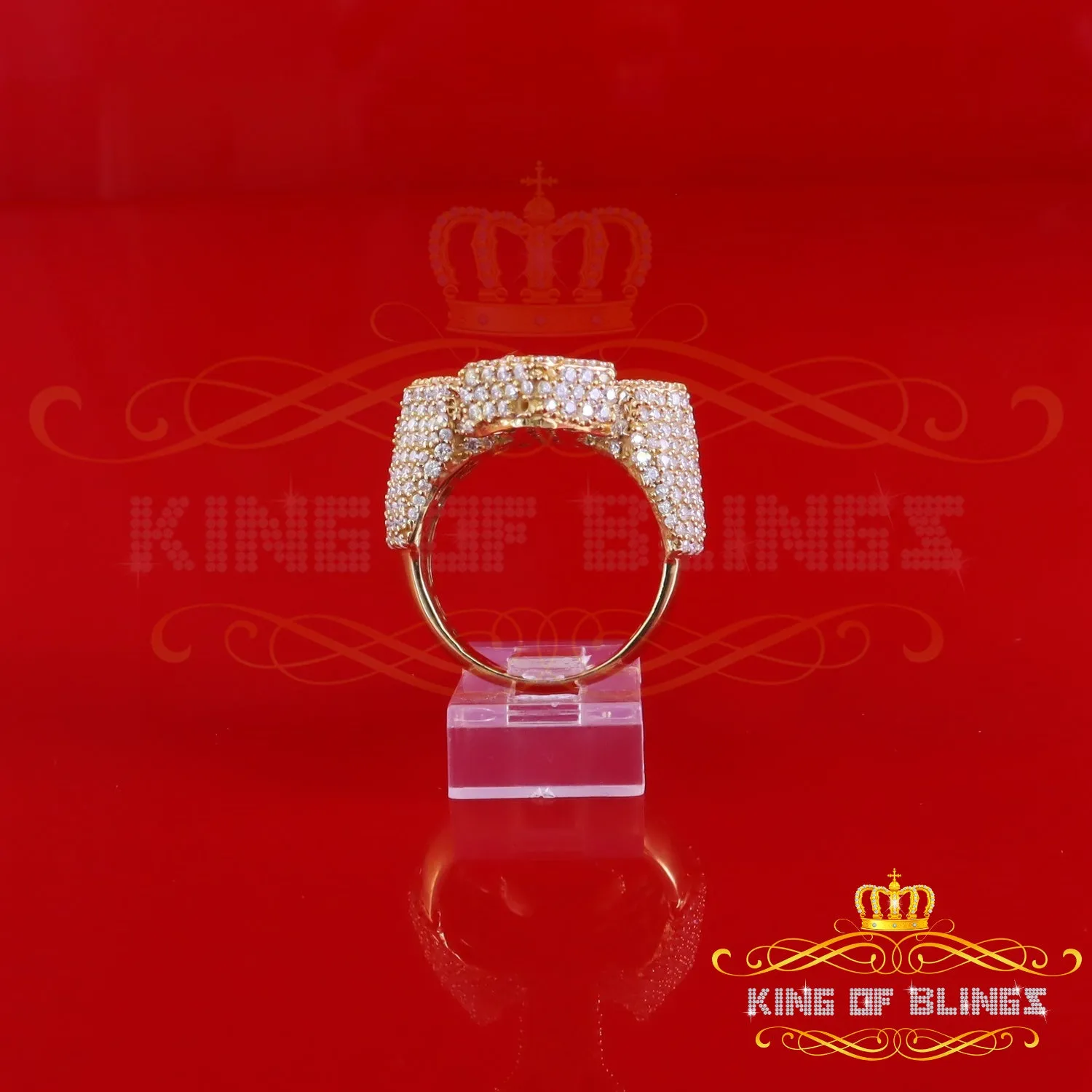 King of Bling's New Yellow Cross Rings Size 10 Men's 925 Sterling Silver 6.0ct VVS D Moissanite