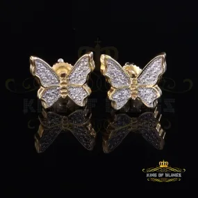 King of Bling's Women's 0.34ct Cubic Zirconia Butterfly Stud Earring Yellow 925 Sterling Silver