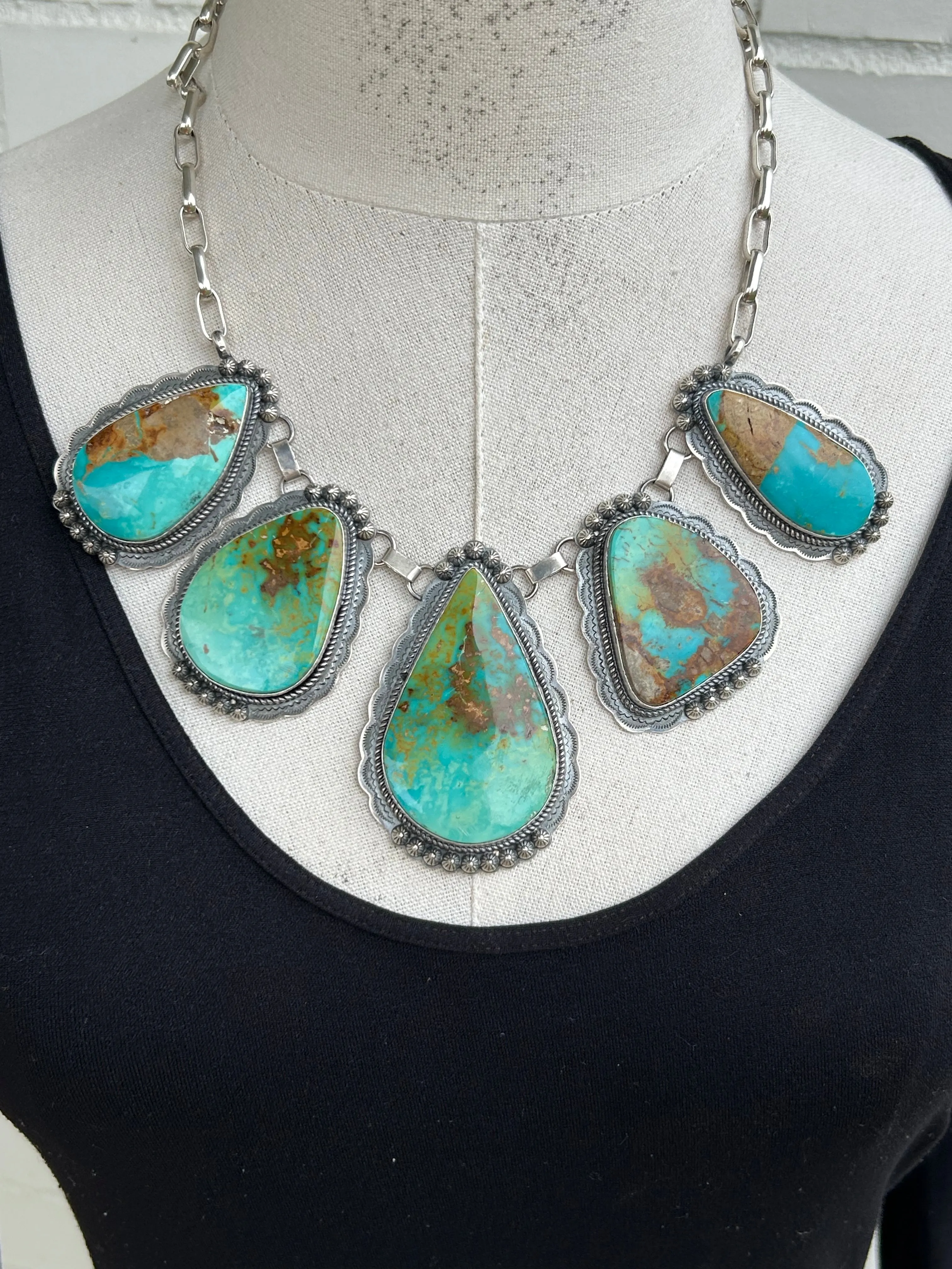 Kingman Turquoise Bib Necklace