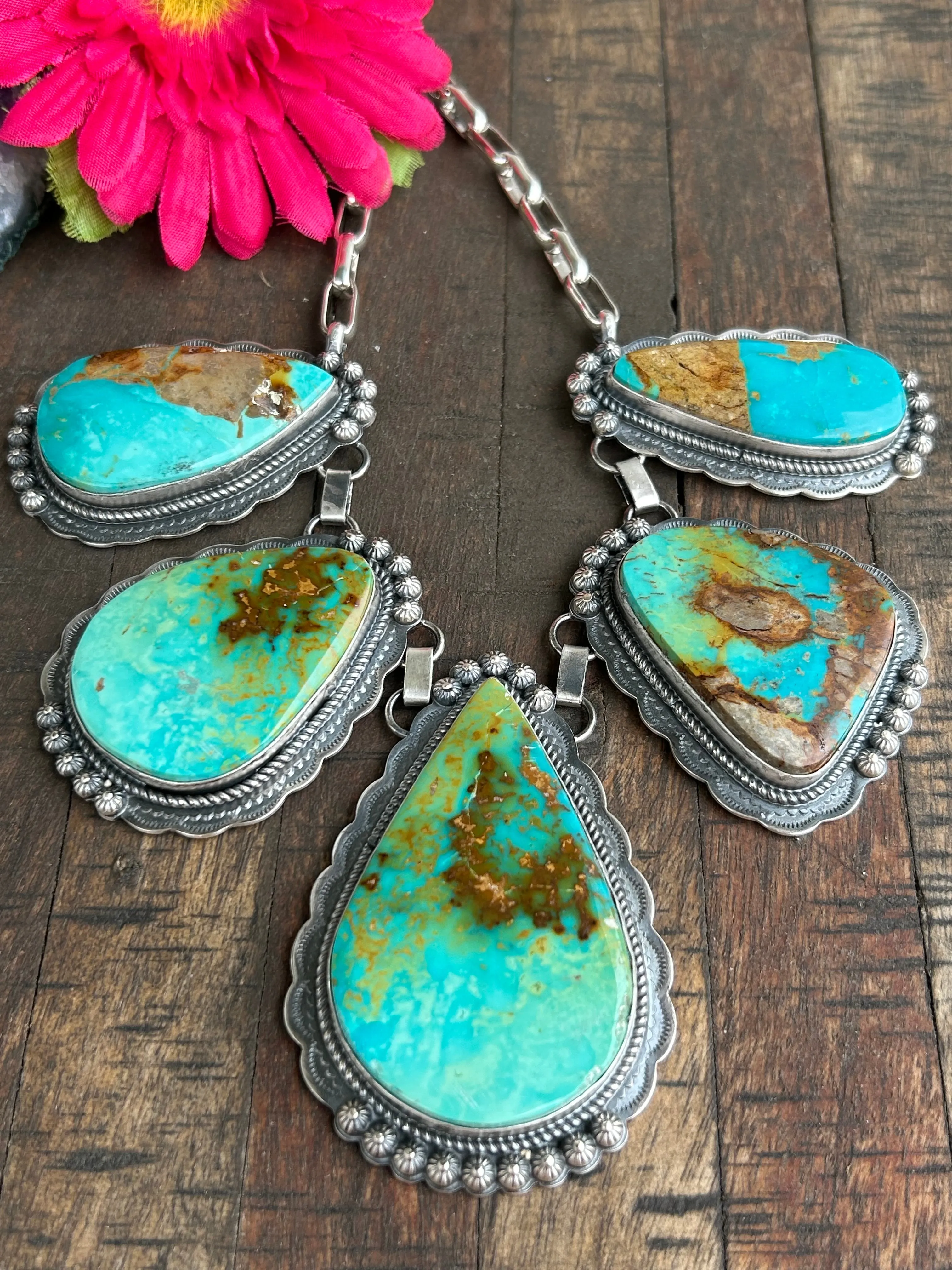 Kingman Turquoise Bib Necklace