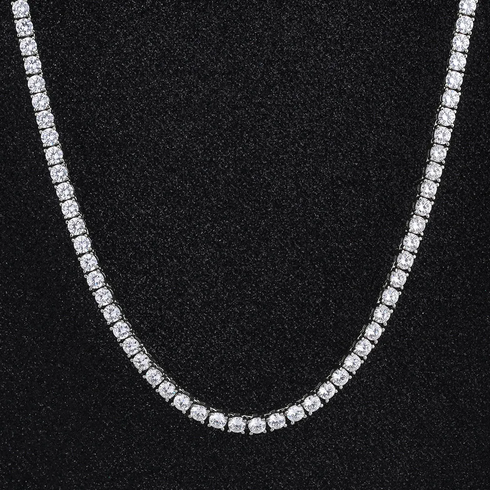 KRKC 5mm CZ Diamond Tennis Chain Necklace In White Gold/14K Gold for Women