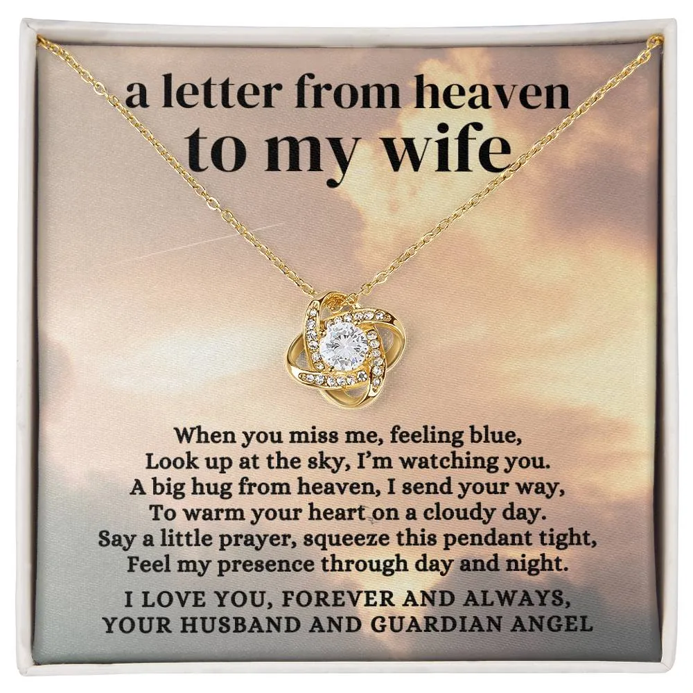 Loss of Husband Memorial Gift, A Letter from Heaven To My Wife, Condolence Memorial Love Knot Necklace