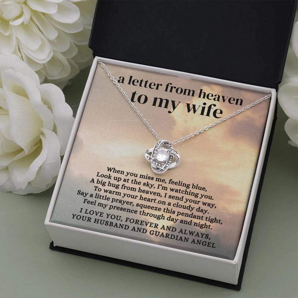 Loss of Husband Memorial Gift, A Letter from Heaven To My Wife, Condolence Memorial Love Knot Necklace