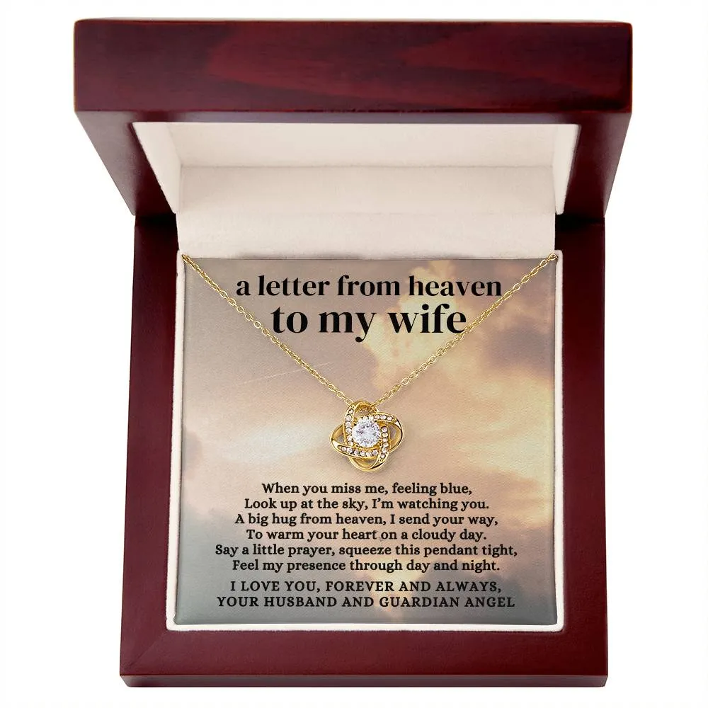 Loss of Husband Memorial Gift, A Letter from Heaven To My Wife, Condolence Memorial Love Knot Necklace