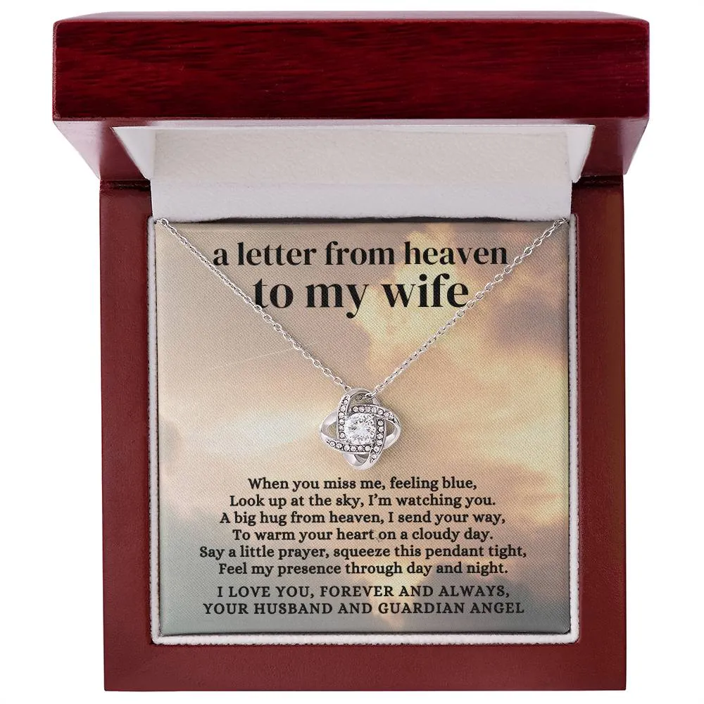 Loss of Husband Memorial Gift, A Letter from Heaven To My Wife, Condolence Memorial Love Knot Necklace