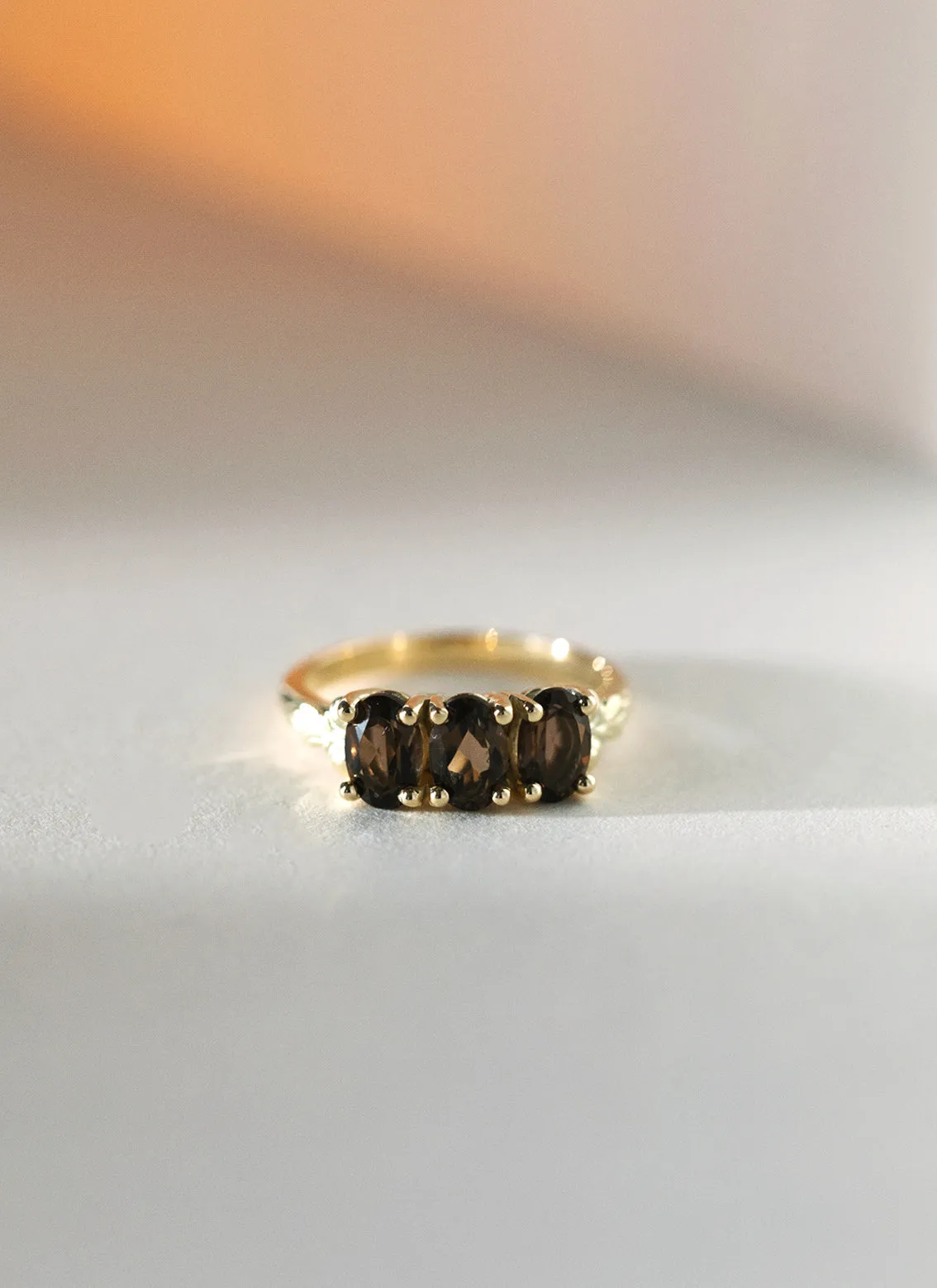 Max smoky quartz  ring 14k gold