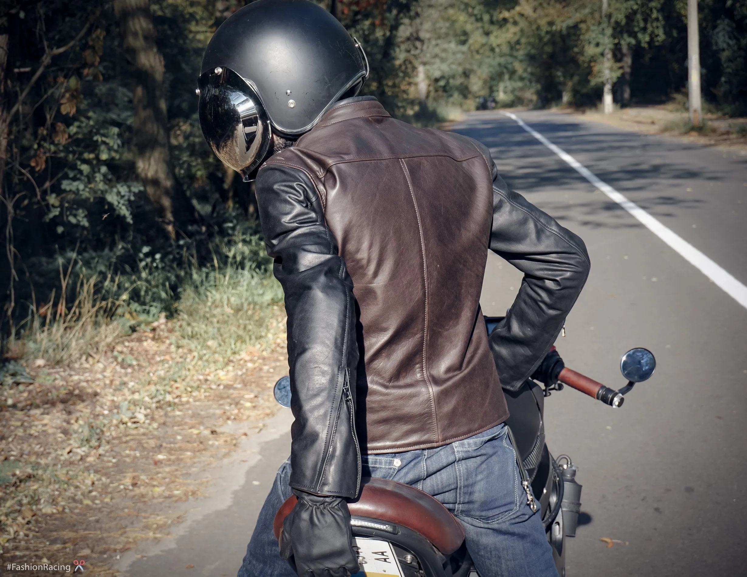 Men's Café Racer Jacket | Brown Black Leather | Handcrafted