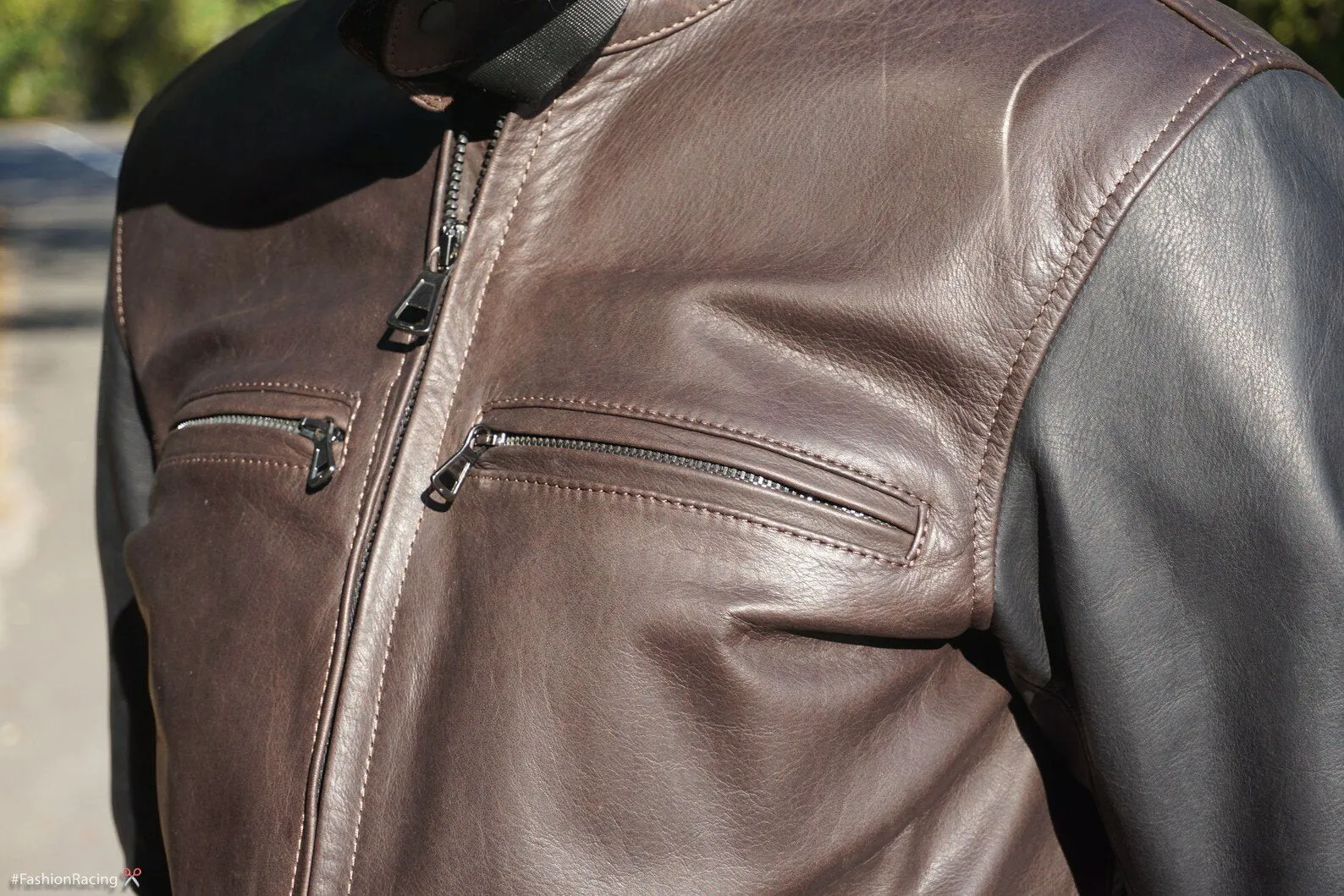 Men's Café Racer Jacket | Brown Black Leather | Handcrafted