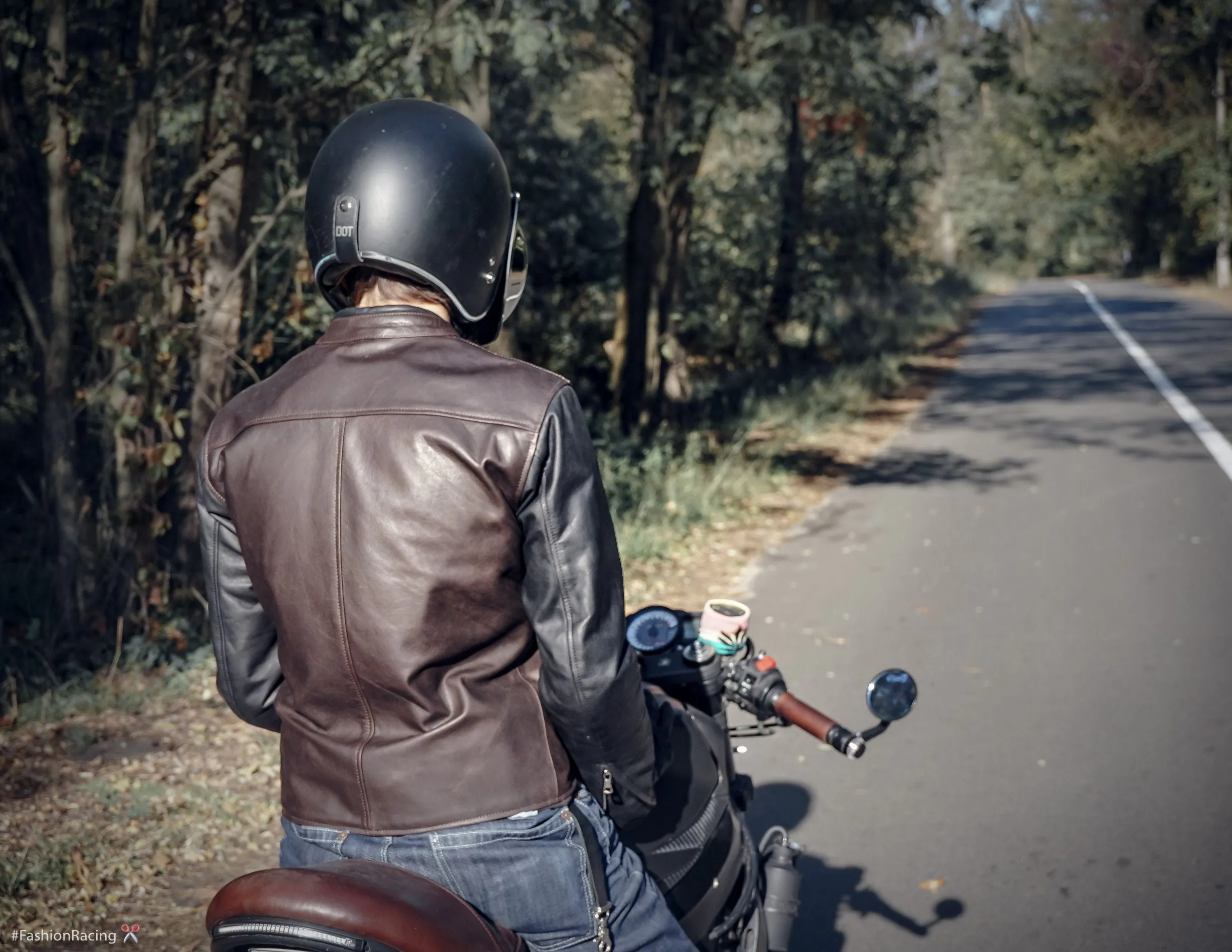 Men's Café Racer Jacket | Brown Black Leather | Handcrafted