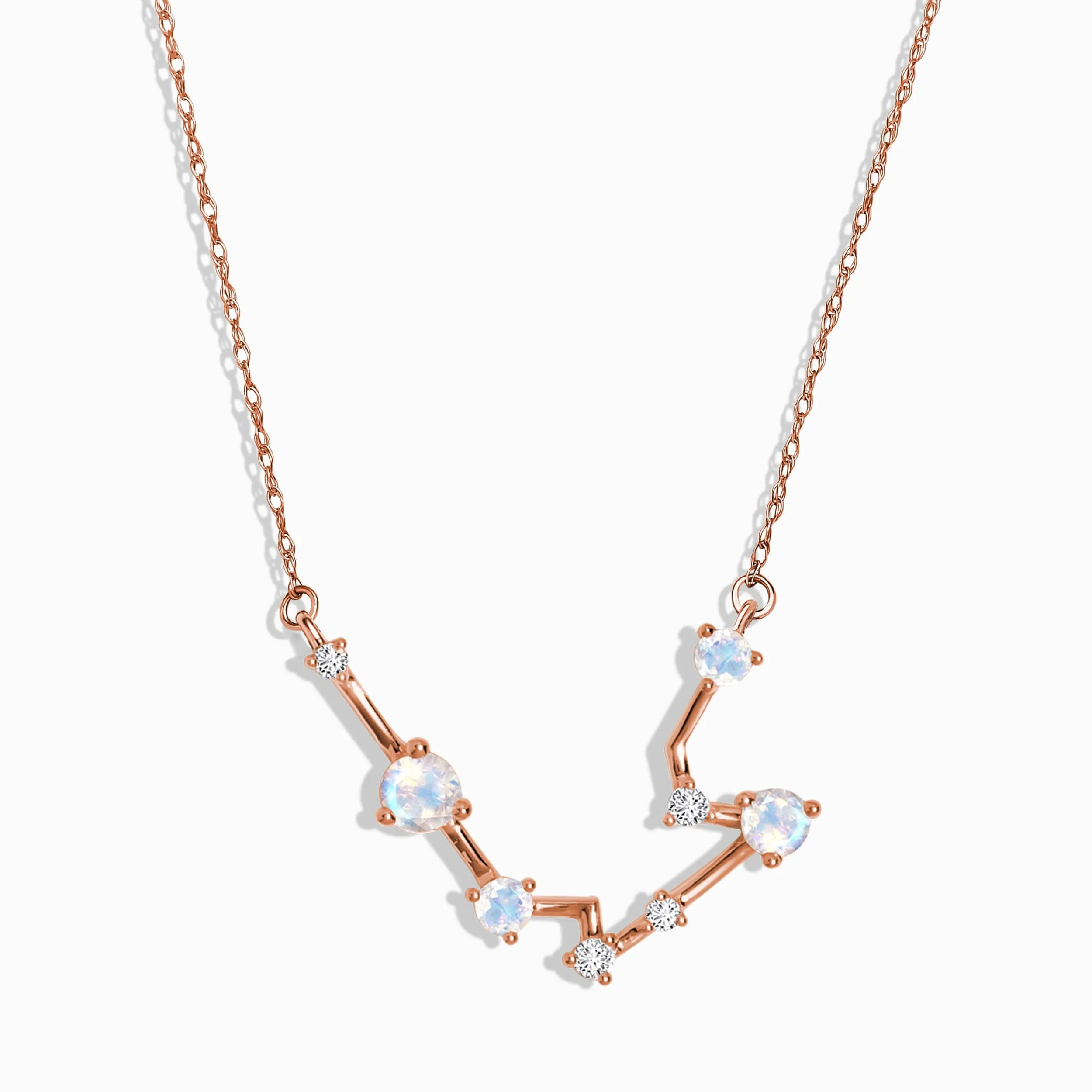 Moonstone Diamond Necklace - Aquarius Zodiac Constellation