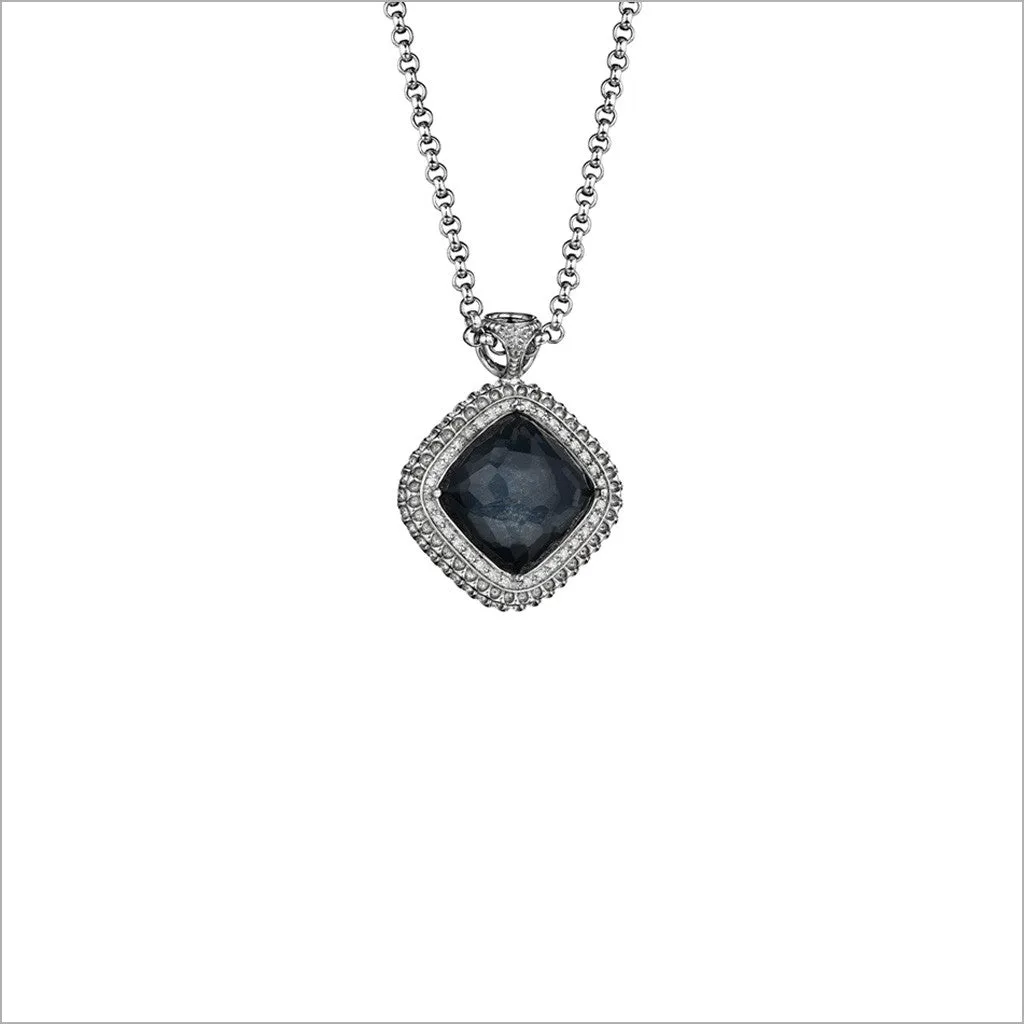 Motif Hematite & Diamond Necklace in Sterling Silver