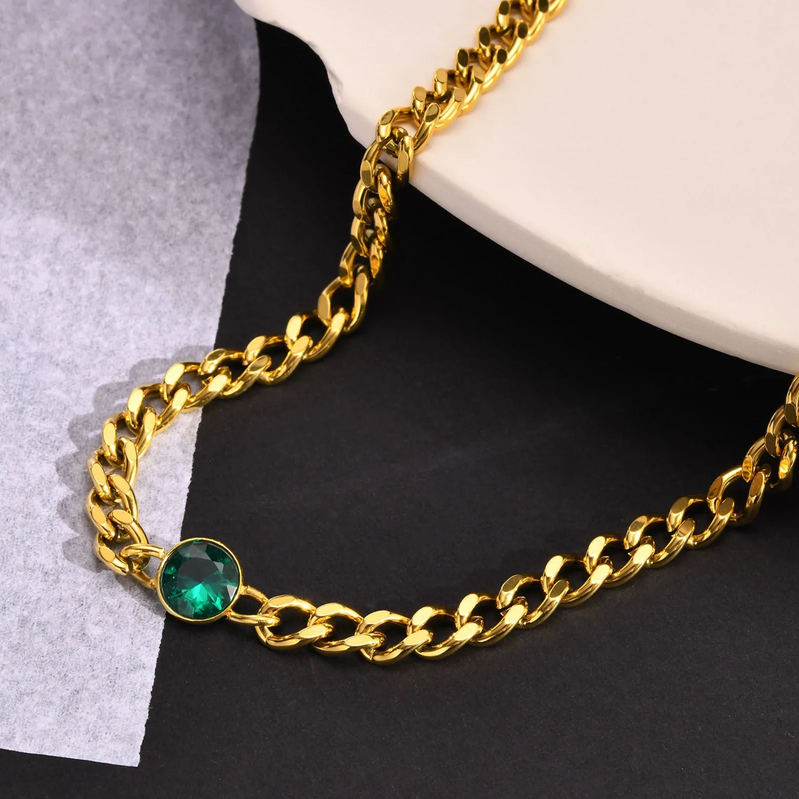 No-Tarnish Medical Titanium Zirconia Hip-Pop Chain Necklace