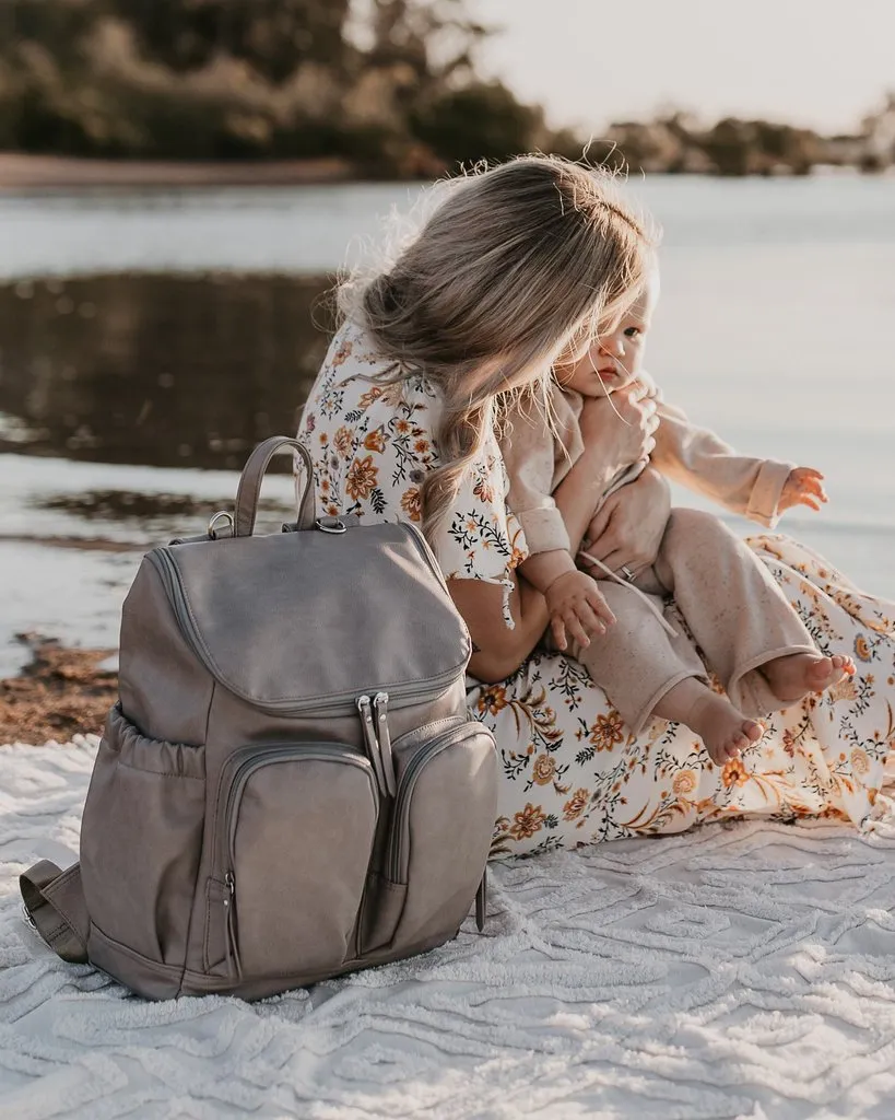 OiOi Signature Nappy Backpack - Taupe Vegan Leather