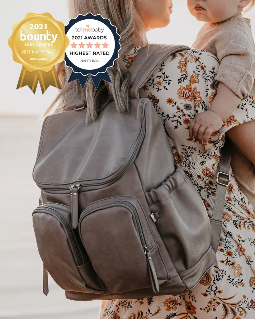 OiOi Signature Nappy Backpack - Taupe Vegan Leather