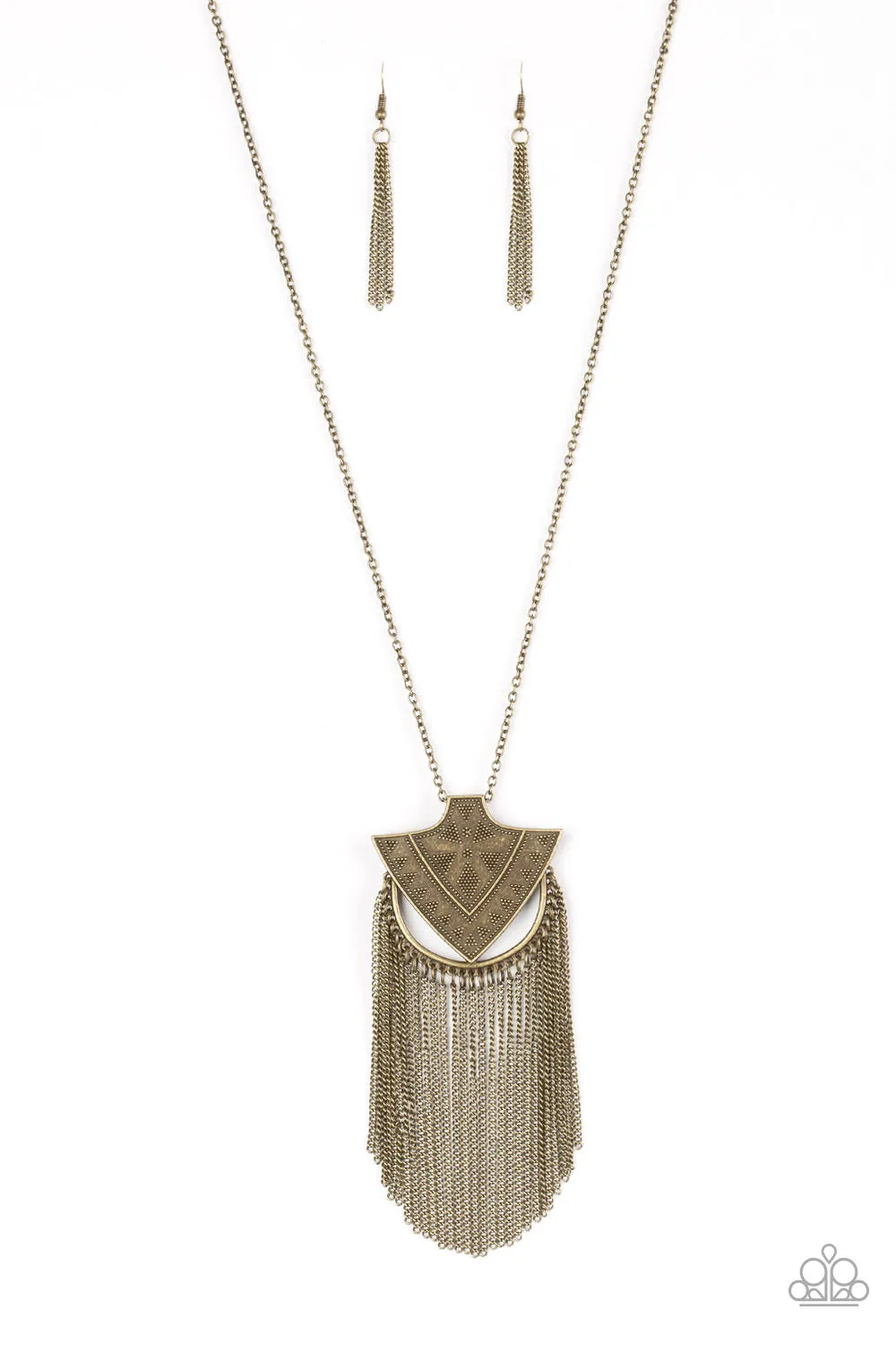 Paparazzi Accessories  - Hunt or Be Hunted #N480 Peg - Brass Necklace