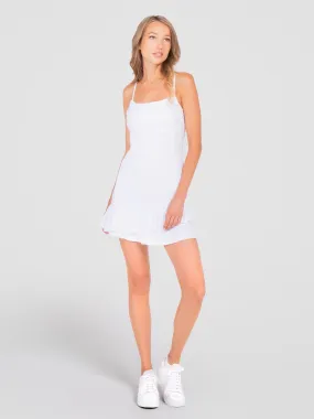 Pearl Adjustable Strap Tennis Dress - White