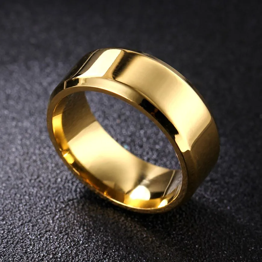 Personalized Engraved Men's Gold Wedding Ring - Handwriting Ring