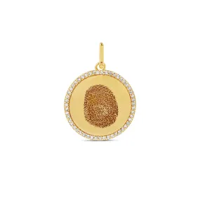 Personalized Print Diamond Border Disc Charm