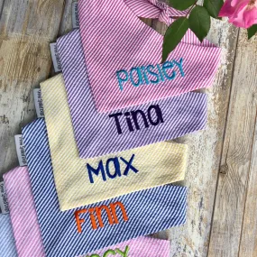 Personalized Seersucker Dog Bandana with Name