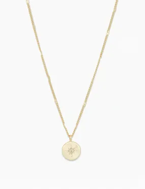 Power Birthstone Coin Necklace (August), Gold/Peridot