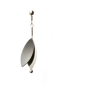 PS Small Leaf Earring, Silver/ Black