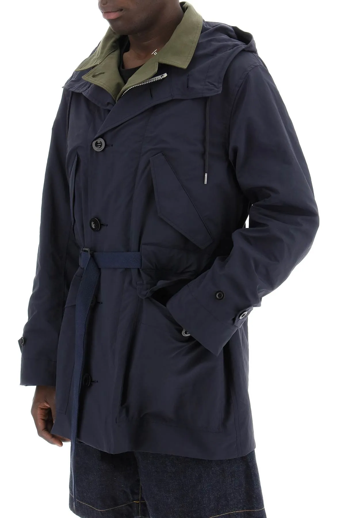 REVERSIBLE COTTON BLEND OVERCOAT WITH