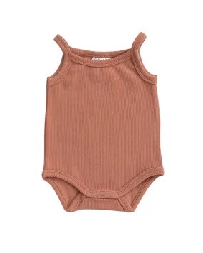 Ribbed Tank Bodysuit – Apricot