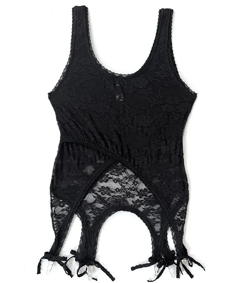 Rosehip Garter Tank in Black Lace