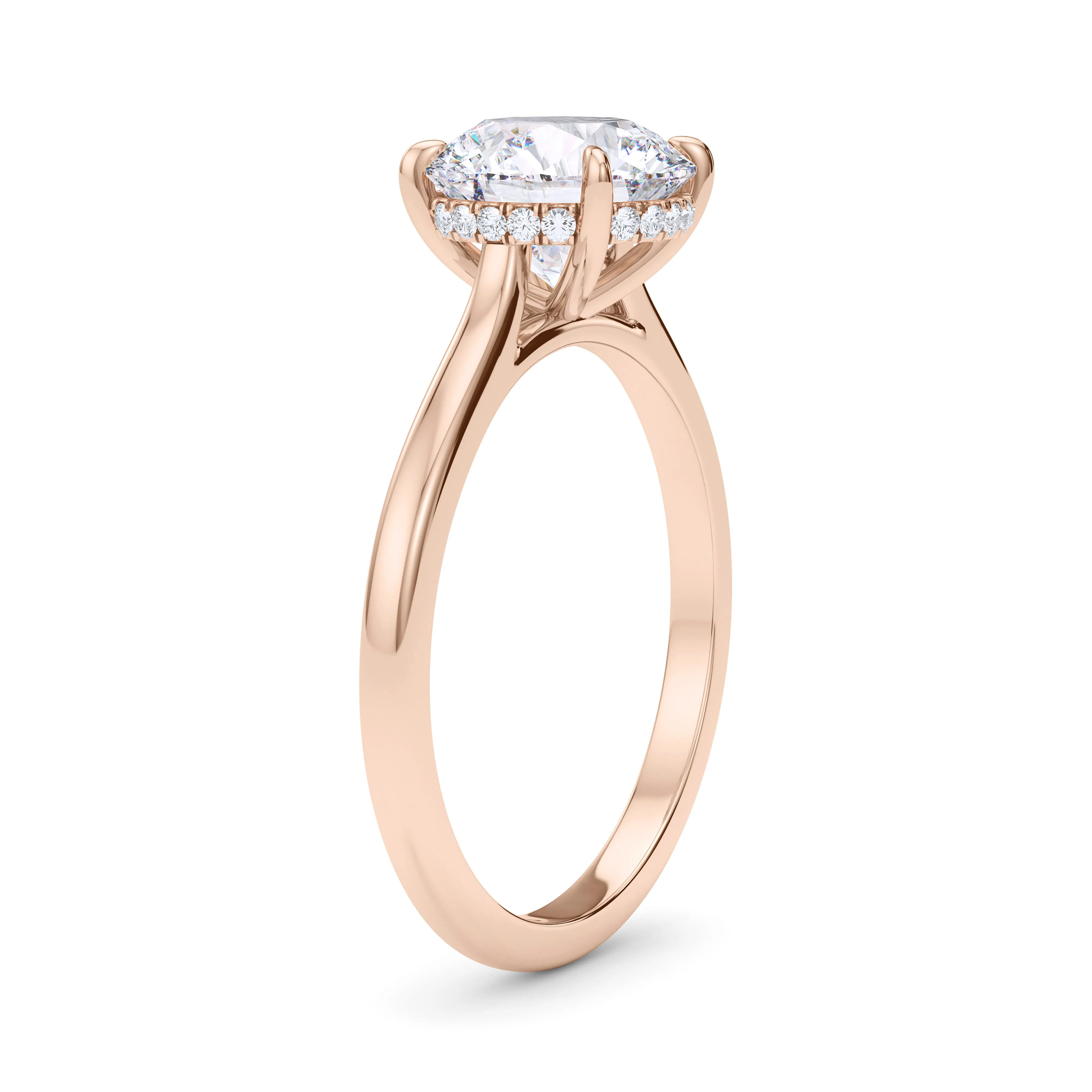 Round Cut Hidden Halo Diamond Ring