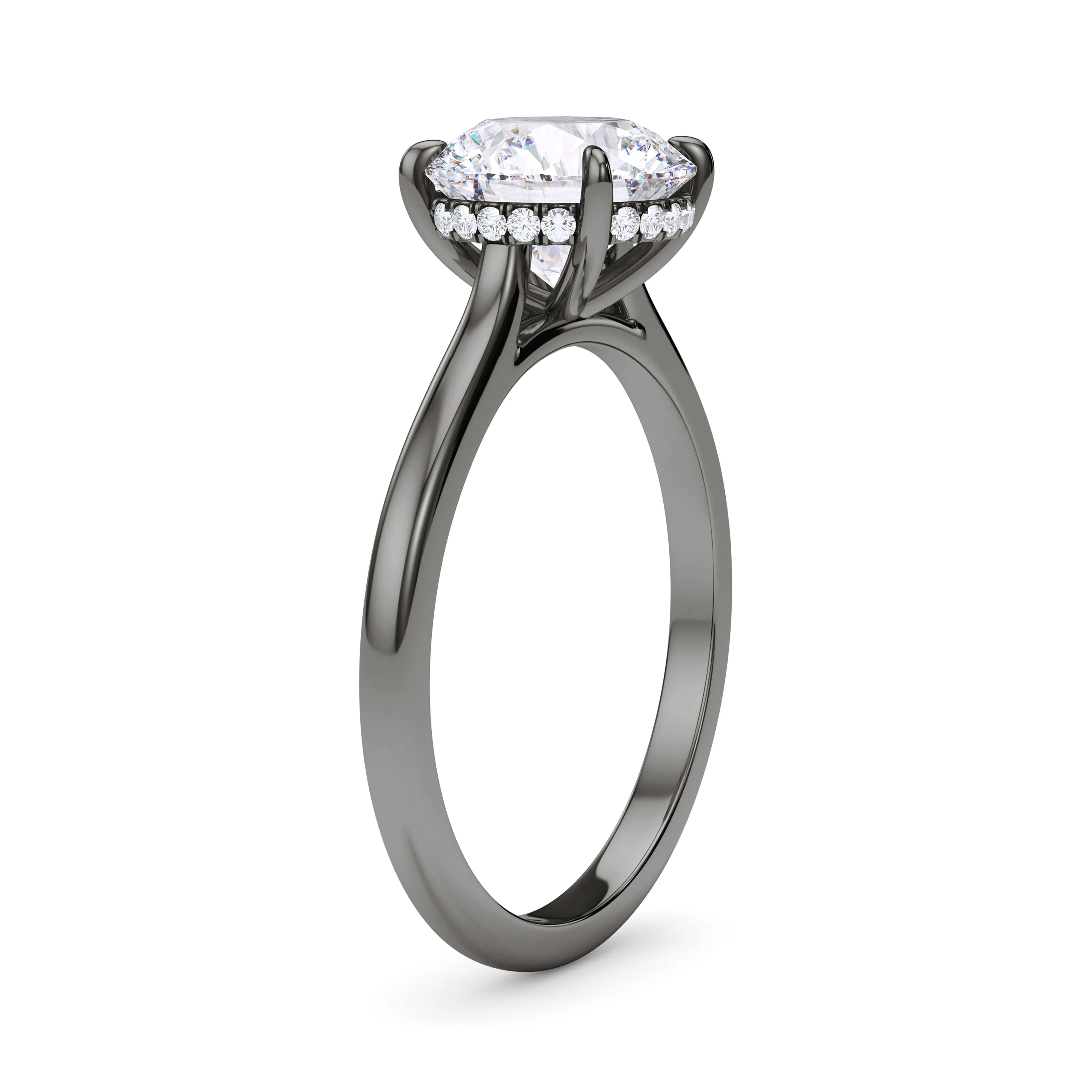 Round Cut Hidden Halo Diamond Ring