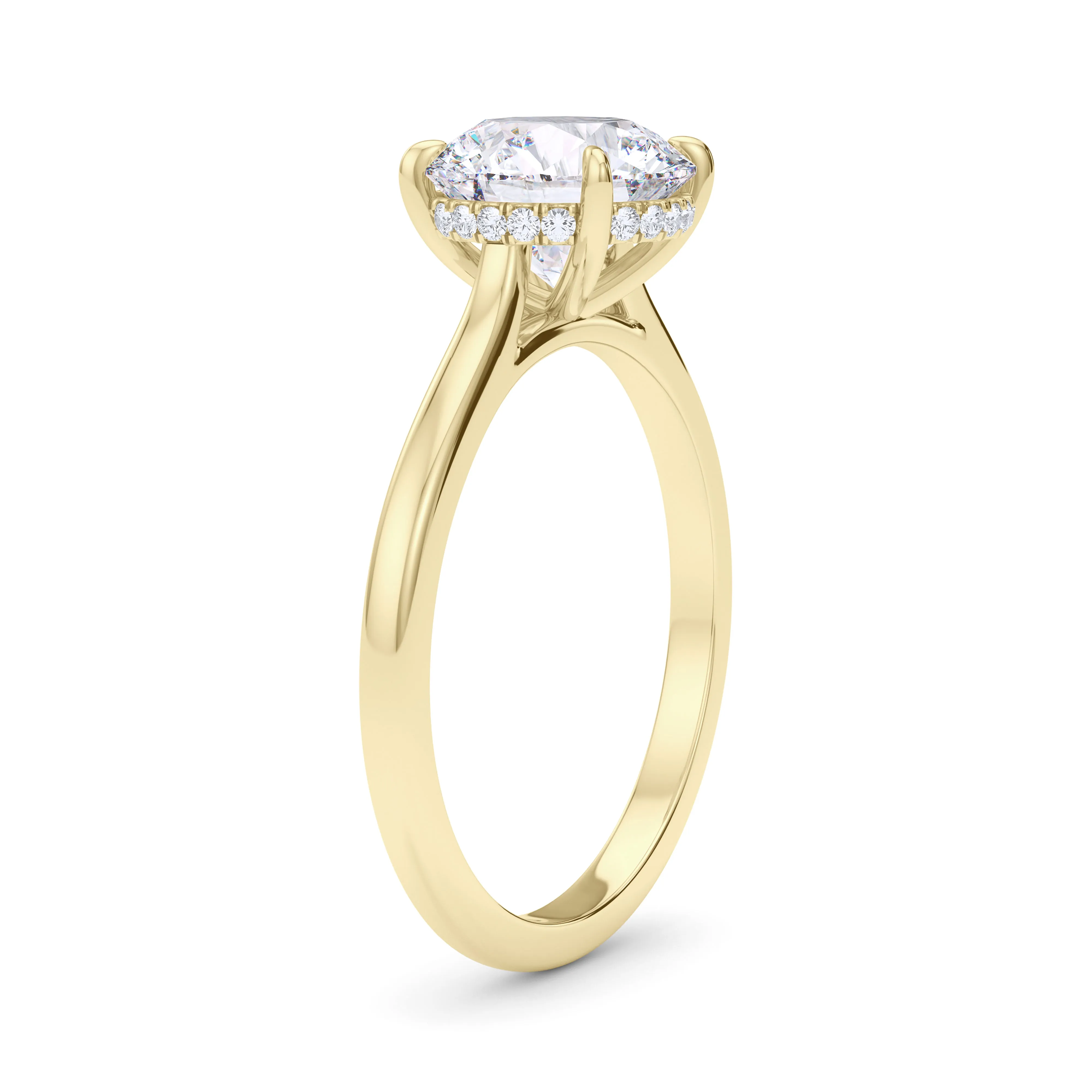 Round Cut Hidden Halo Diamond Ring