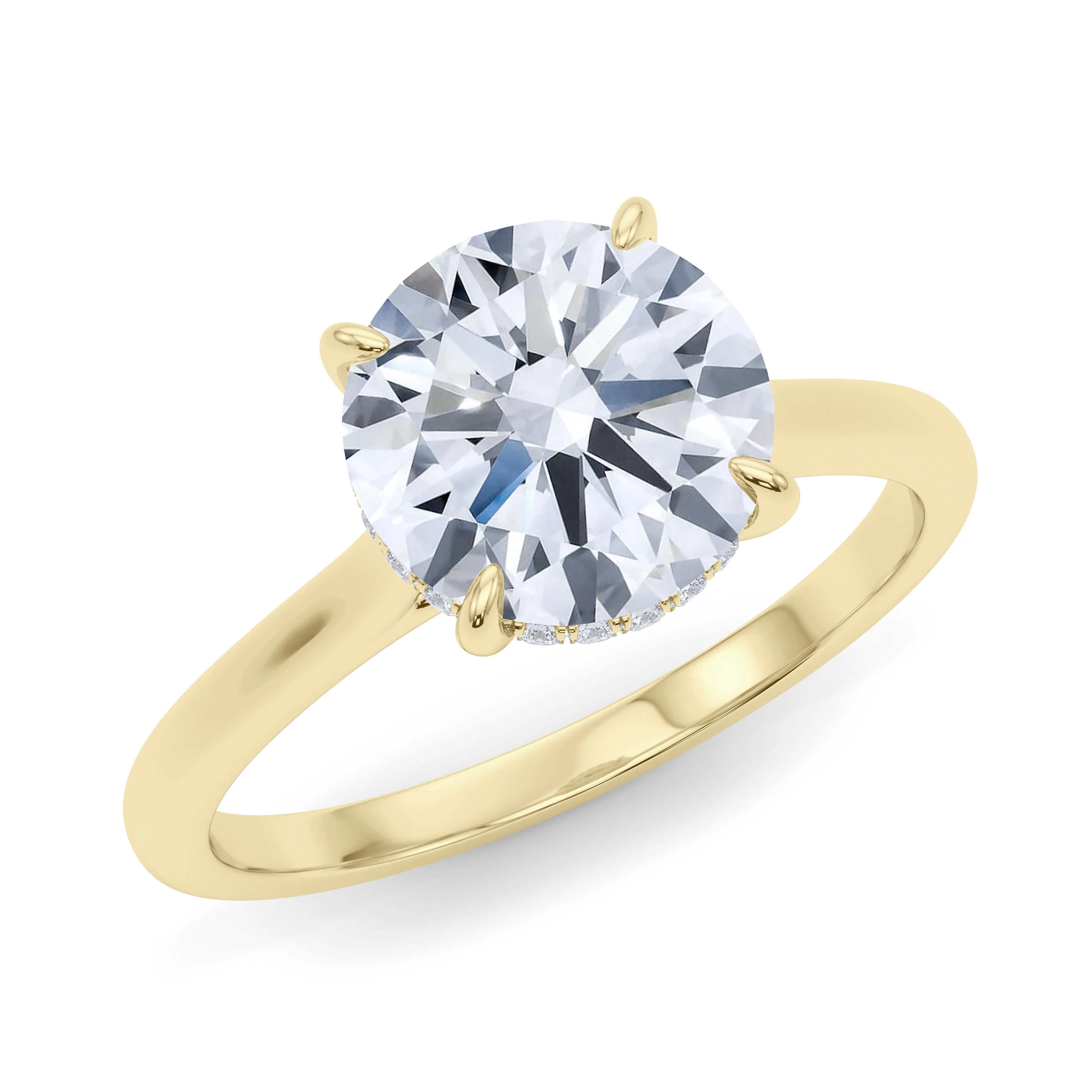 Round Cut Hidden Halo Diamond Ring