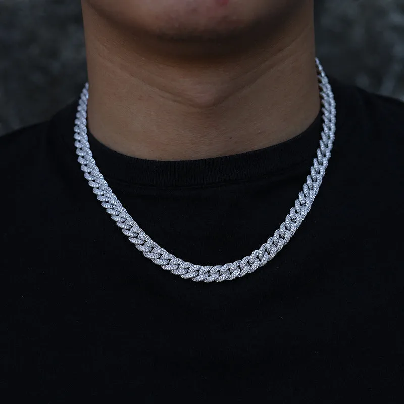 S925 Sterling Silver 8mm Iced Out Cuban Chain