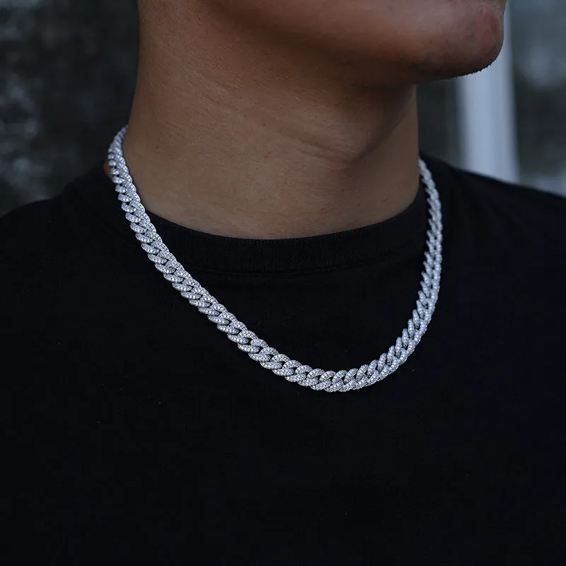 S925 Sterling Silver 8mm Iced Out Cuban Chain