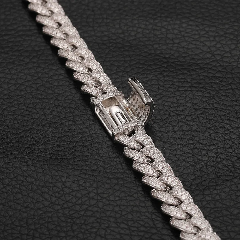 S925 Sterling Silver 8mm Iced Out Cuban Chain