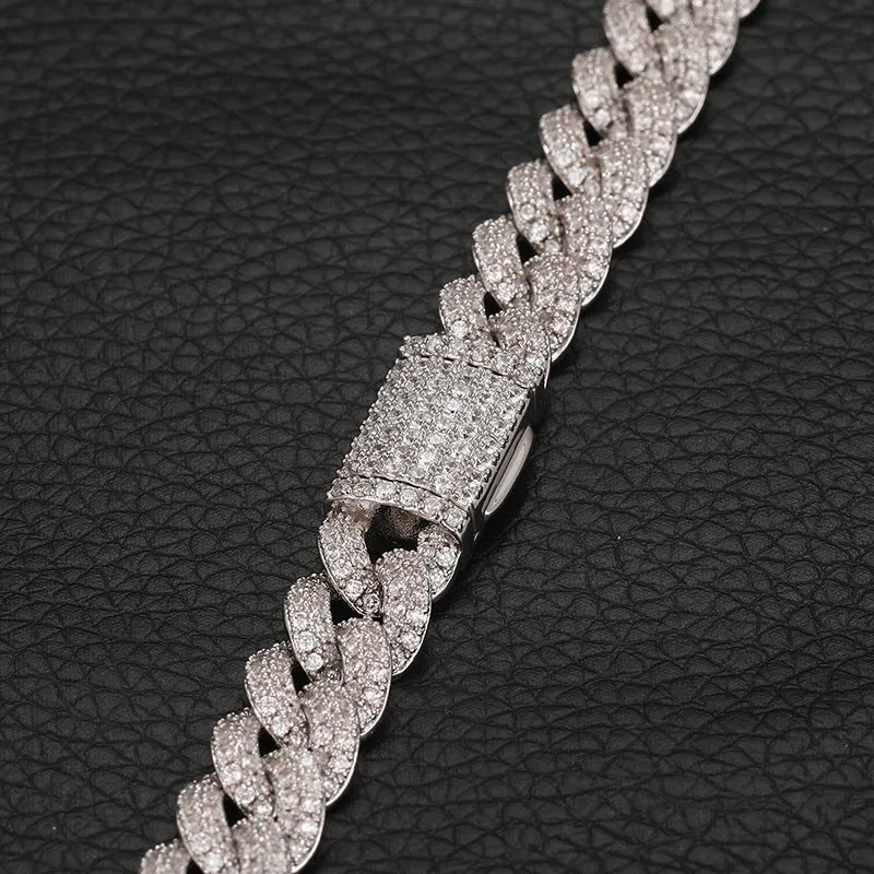 S925 Sterling Silver 8mm Iced Out Cuban Chain