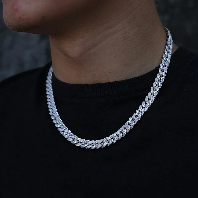 S925 Sterling Silver 8mm Iced Out Cuban Chain