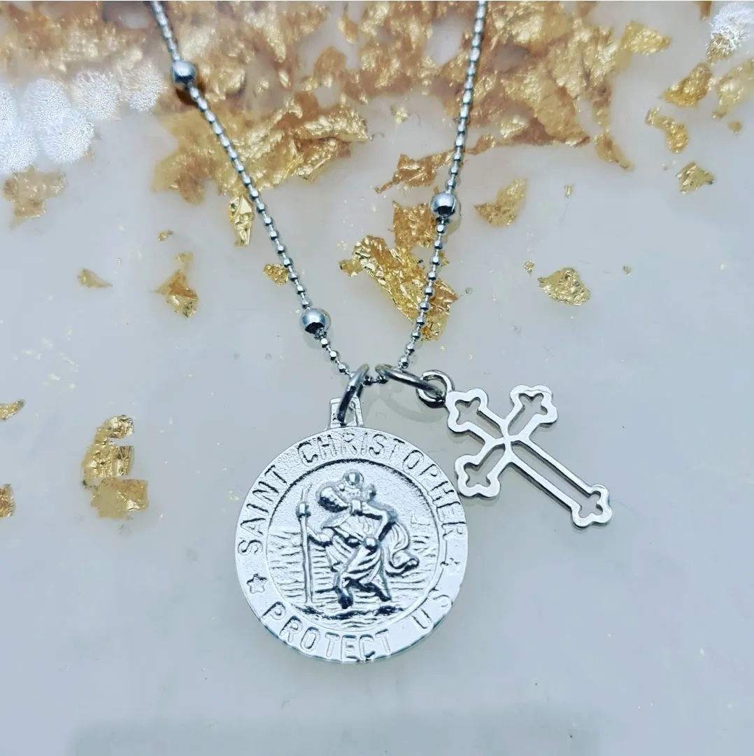 Saint Christopher and Jesus necklace