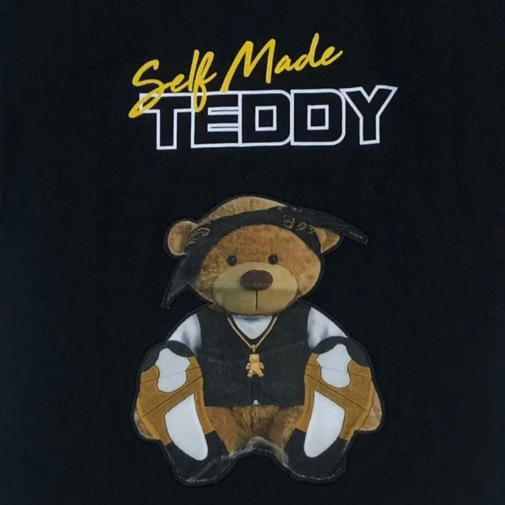 Self Made Teddy Kid's Graphic T-Shirt - Black/Gold