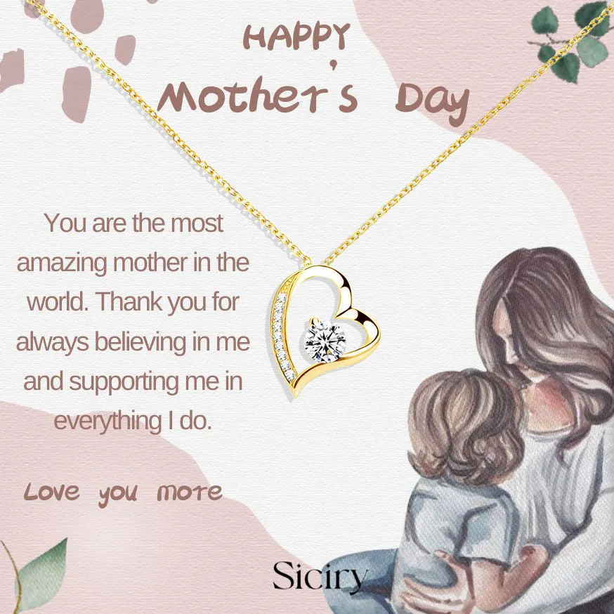 Siciry Mother‘s Day-Diamond Heart Necklace