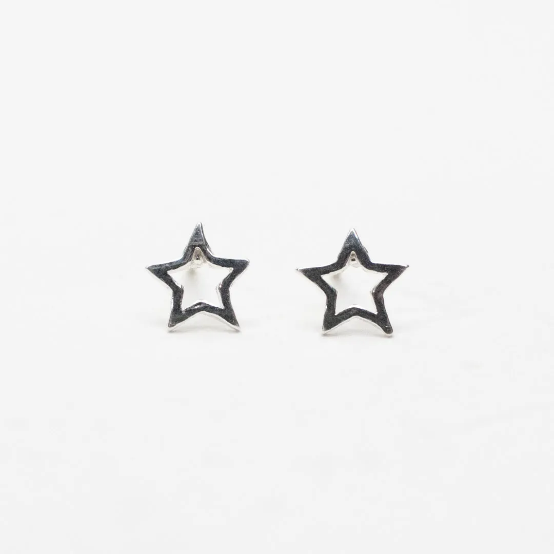 Silver Cutout Star Studs