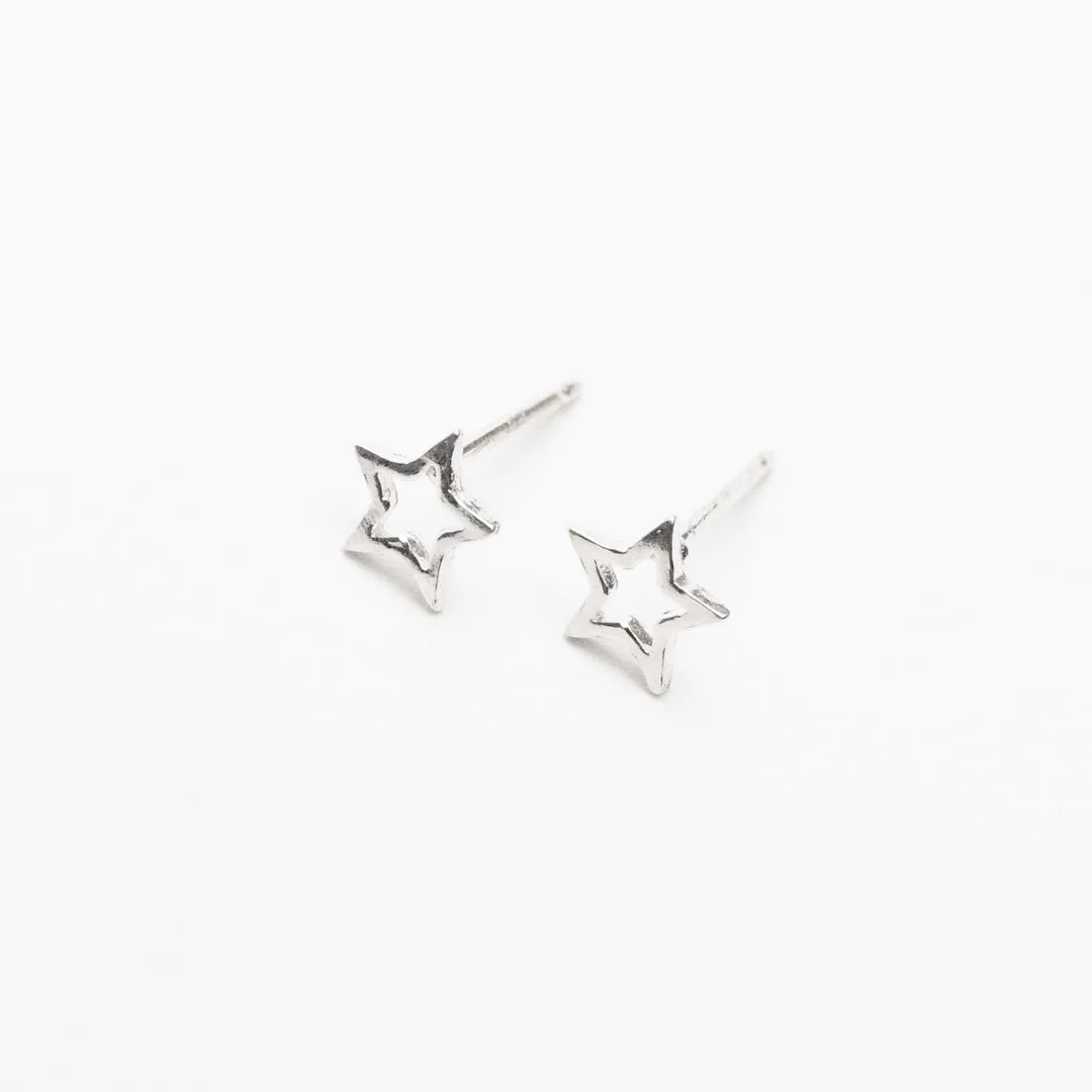 Silver Cutout Star Studs