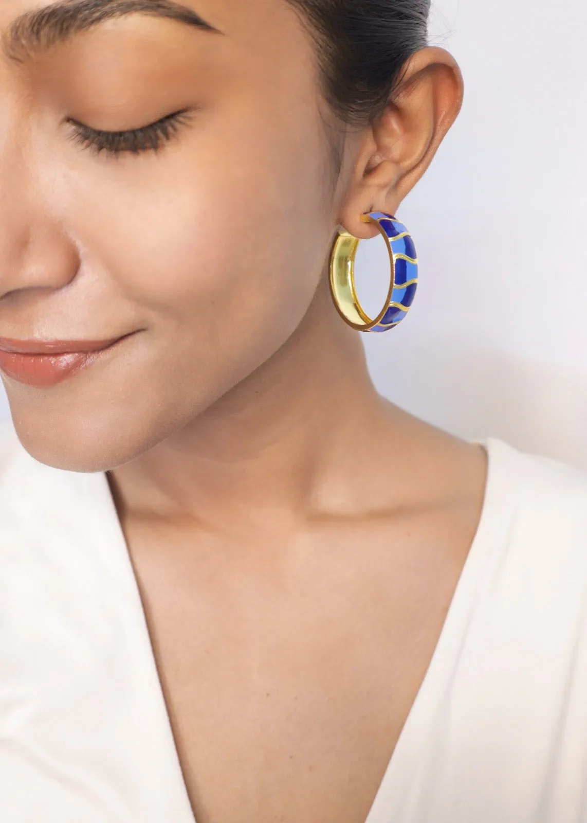 Silver - Laguna Enamelled Hoops