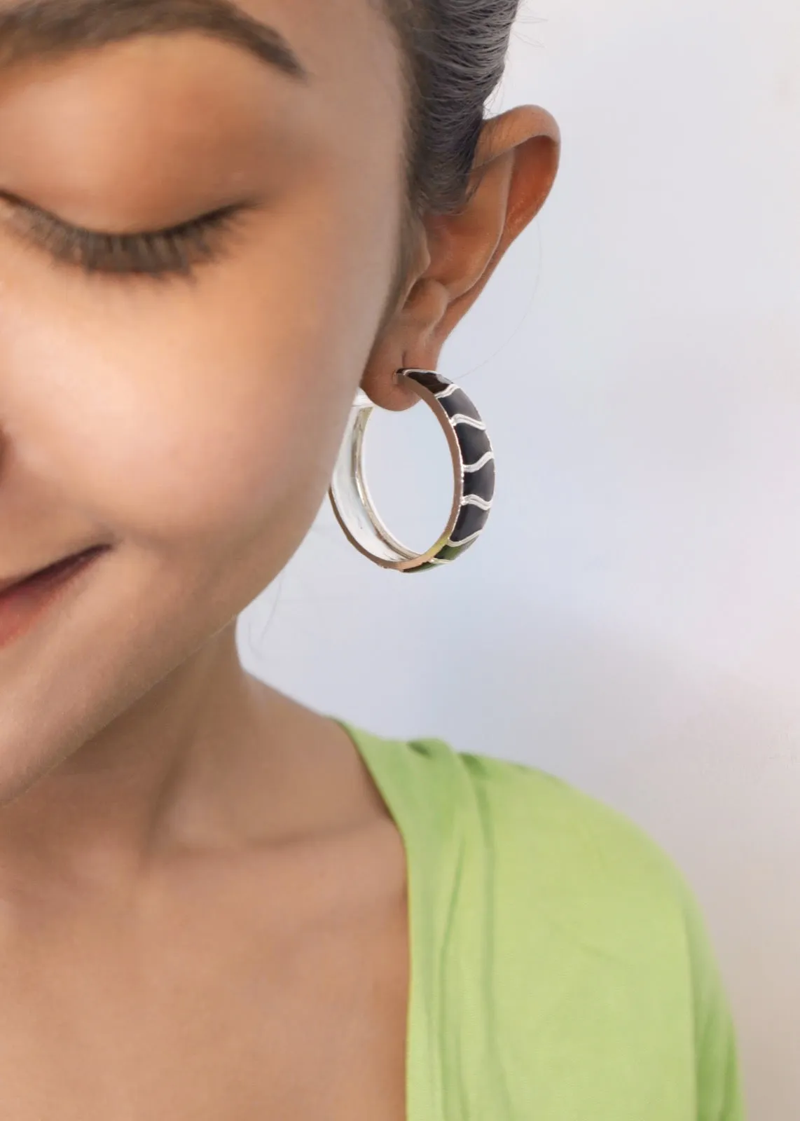 Silver - Laguna Enamelled Hoops