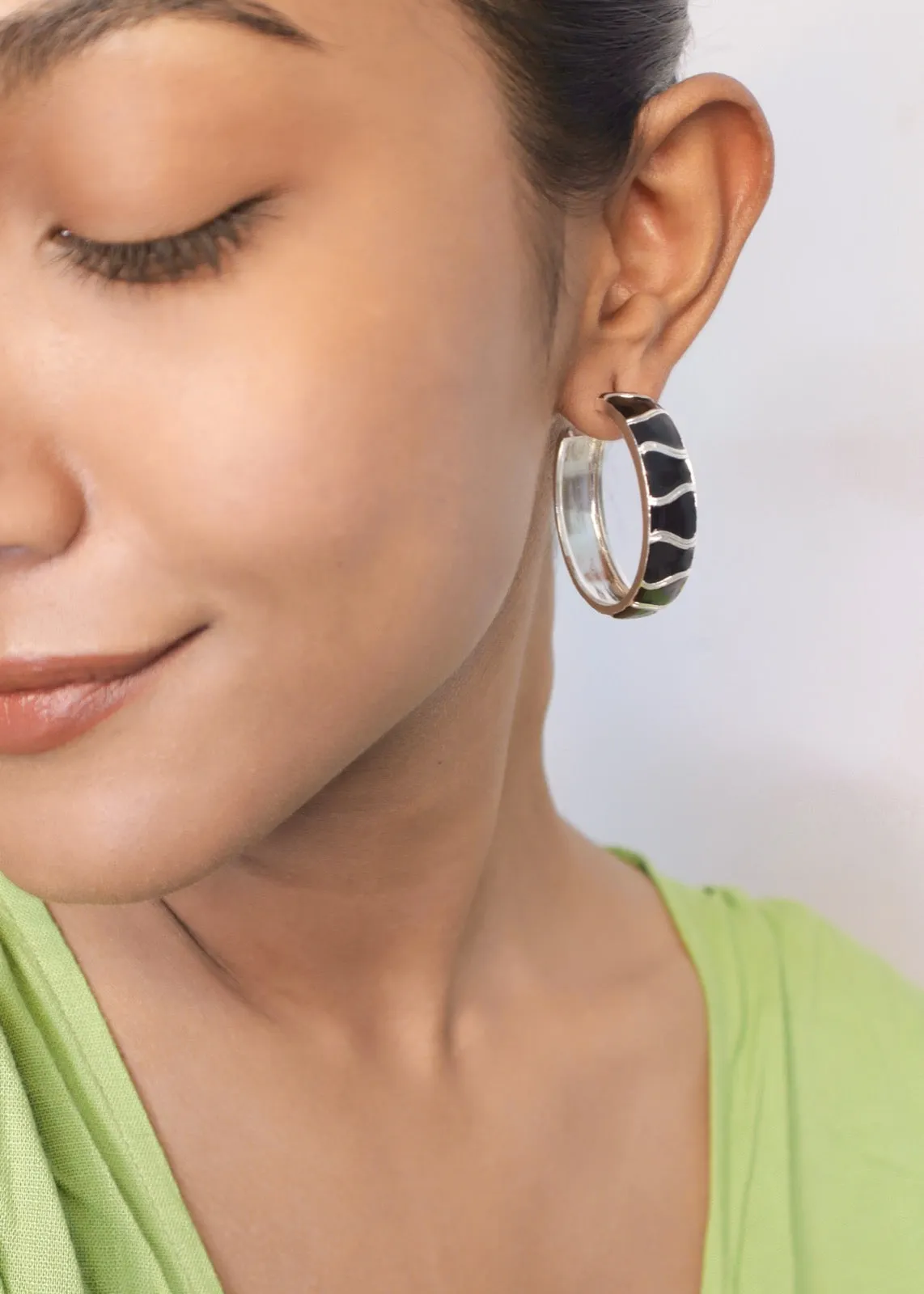 Silver - Laguna Enamelled Hoops