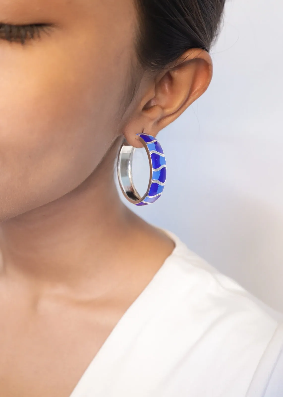 Silver - Laguna Enamelled Hoops