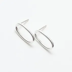 Small Oval Wire Silver Studs